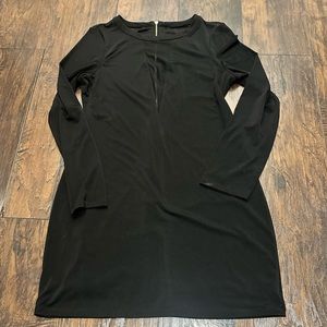 Express Long Sleeve Black Mini Dress With Sheer Paneling